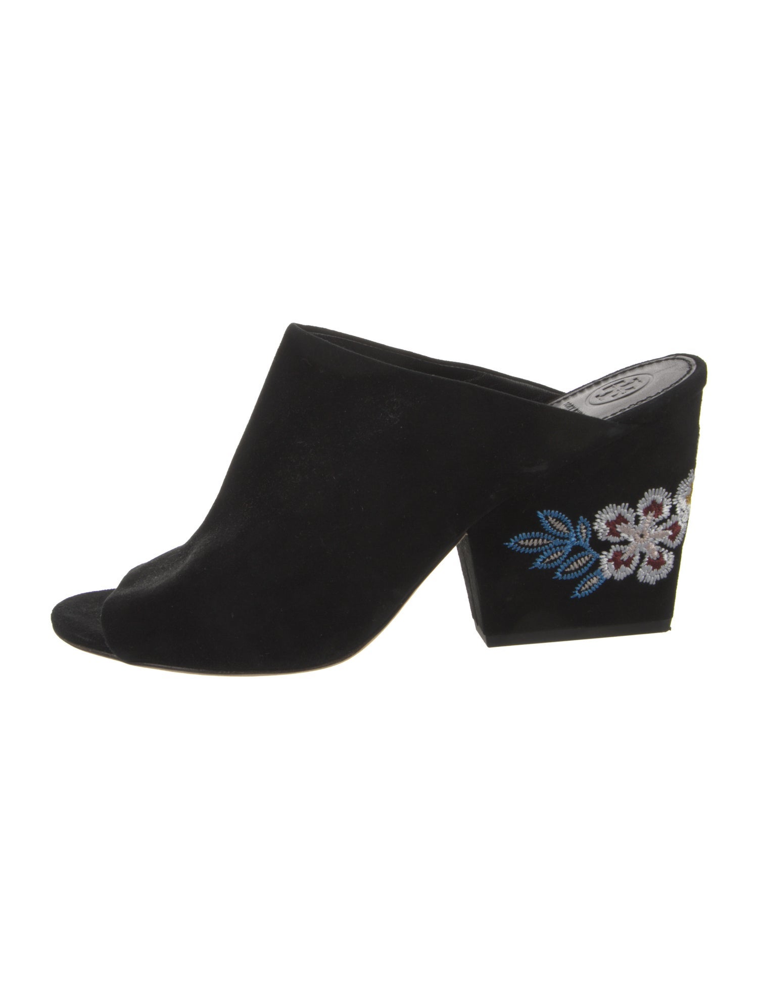 Tory Burch Suede Embroidered Accent Slides