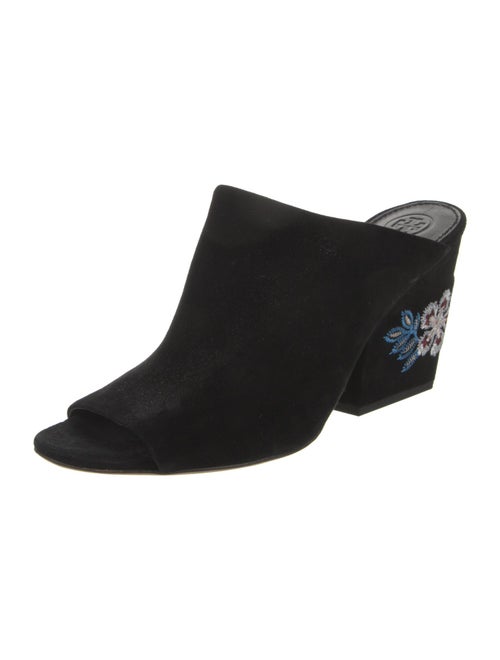 Tory Burch Suede Embroidered Accent Slides