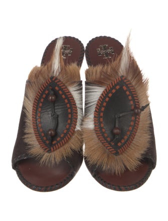 Tory Burch Suede Printed Slides