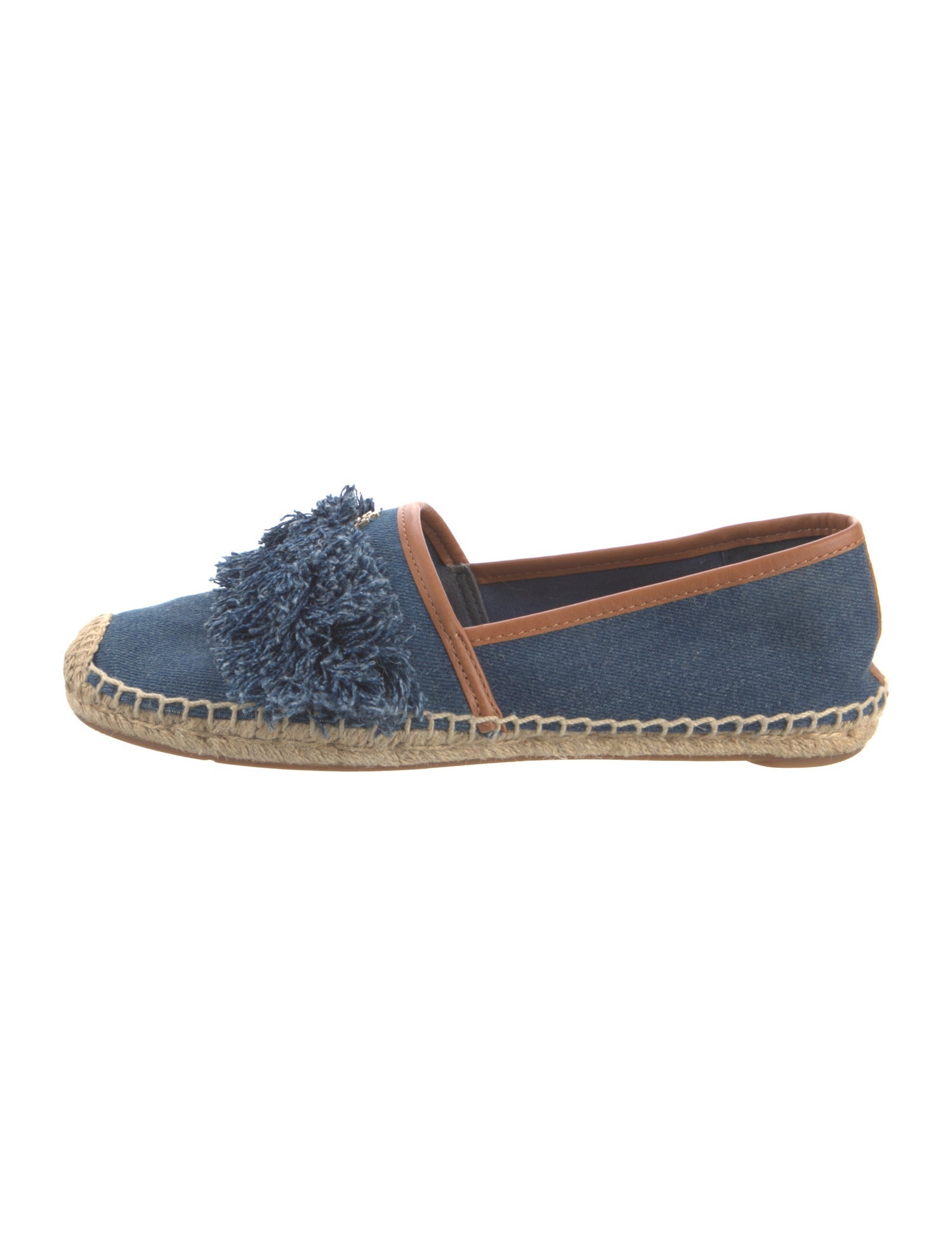 Tory Burch Denim Fringe Trim Accent Espadrilles