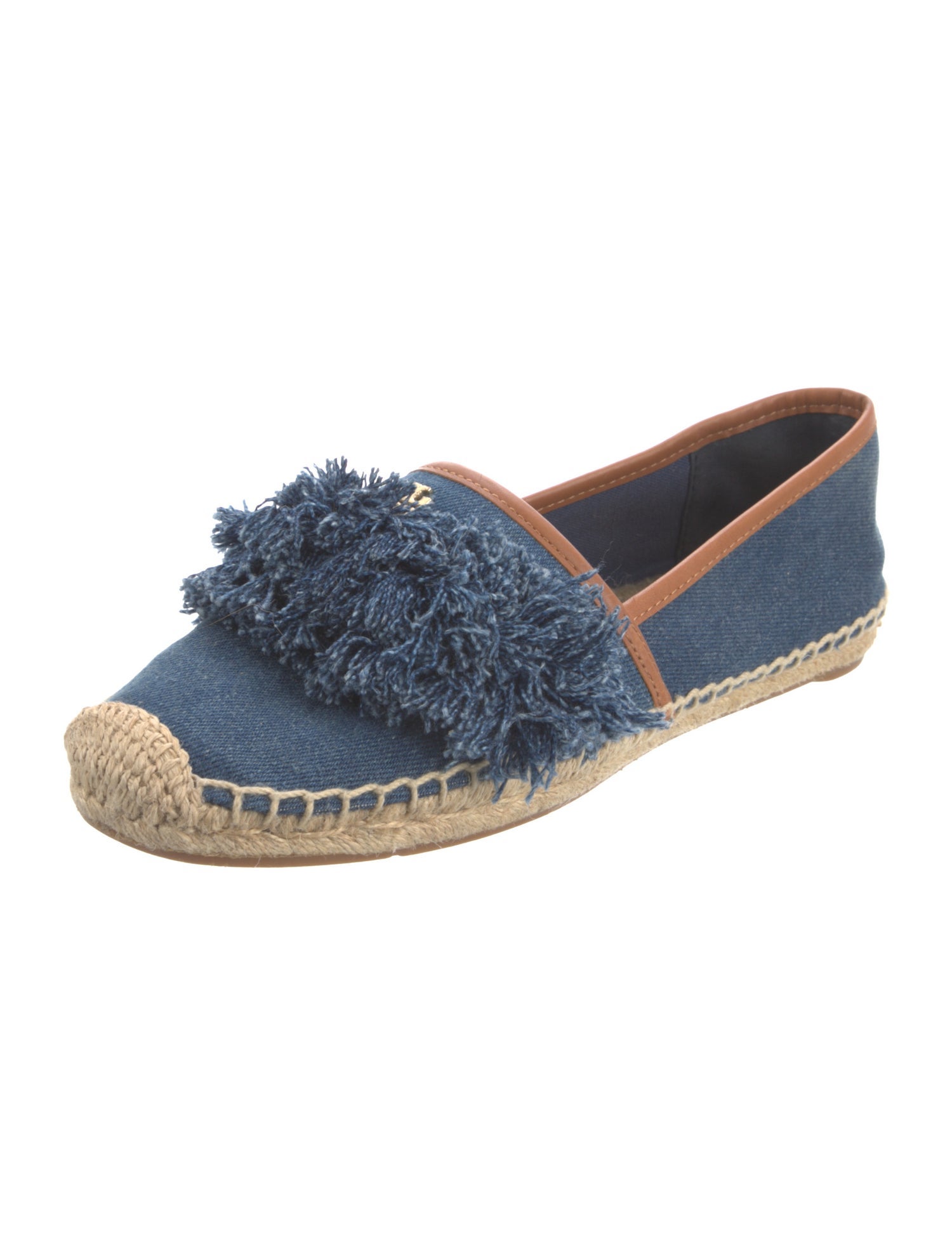 Tory Burch Denim Fringe Trim Accent Espadrilles