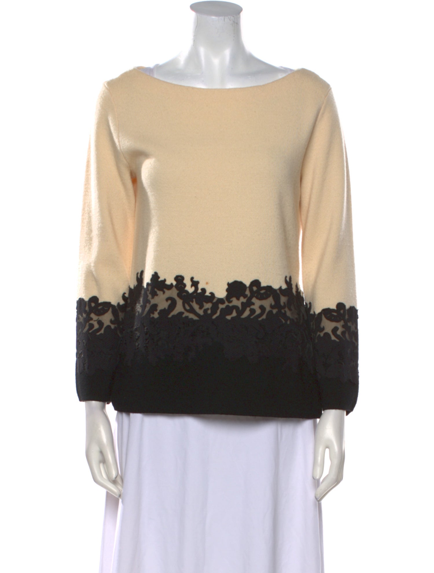 Tory Burch Merino Wool Colorblock Pattern Sweater