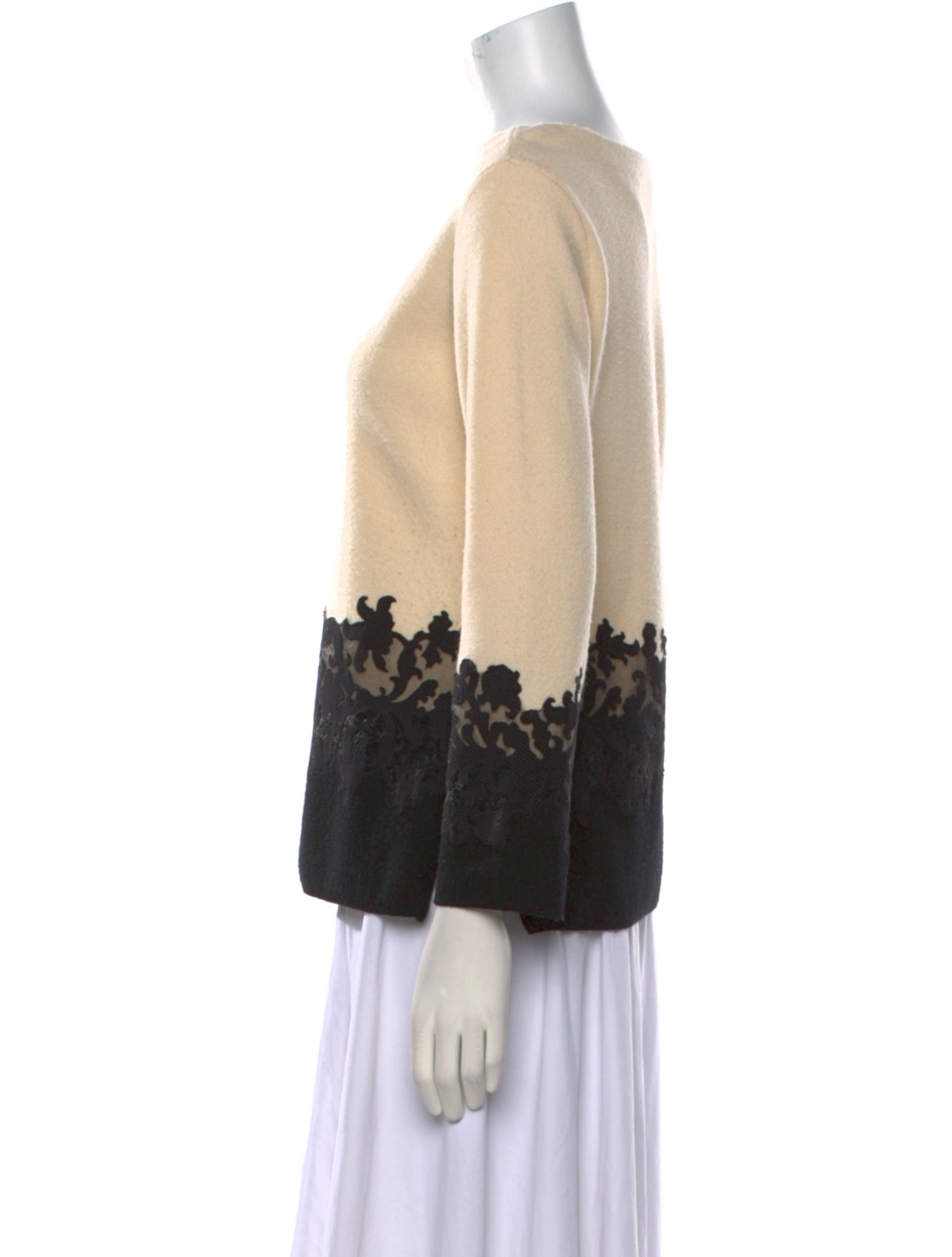 Tory Burch Merino Wool Colorblock Pattern Sweater