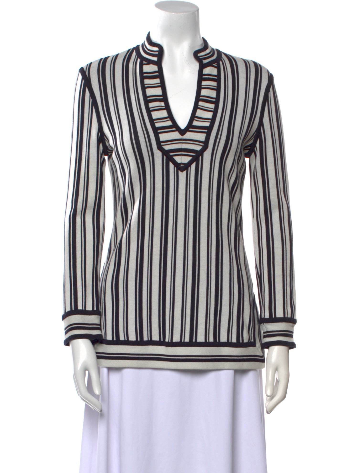 Tory Burch Striped V-Neck Blouse
