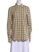 Tory Burch Plaid Print Long Sleeve Button-Up Top