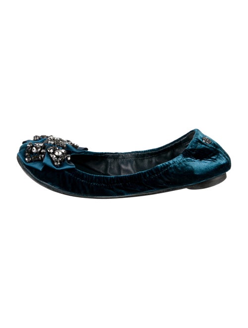 Tory Burch Velvet Crystal Embellishments Ballet Flats