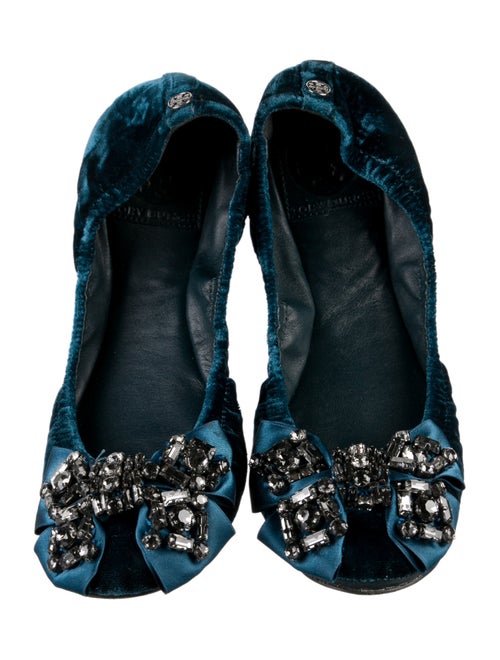 Tory Burch Velvet Crystal Embellishments Ballet Flats