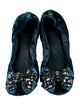 Tory Burch Velvet Crystal Embellishments Ballet Flats