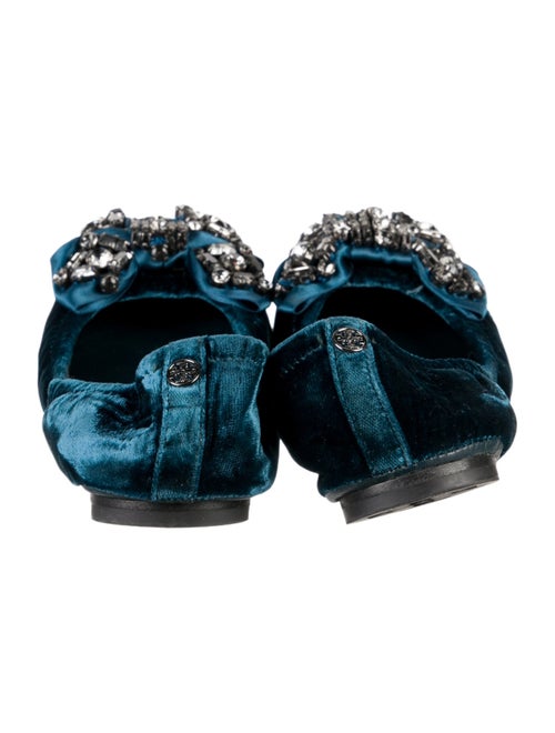 Tory Burch Velvet Crystal Embellishments Ballet Flats
