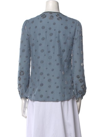 Tory Burch Silk Polka Dot Print Button-Up Top