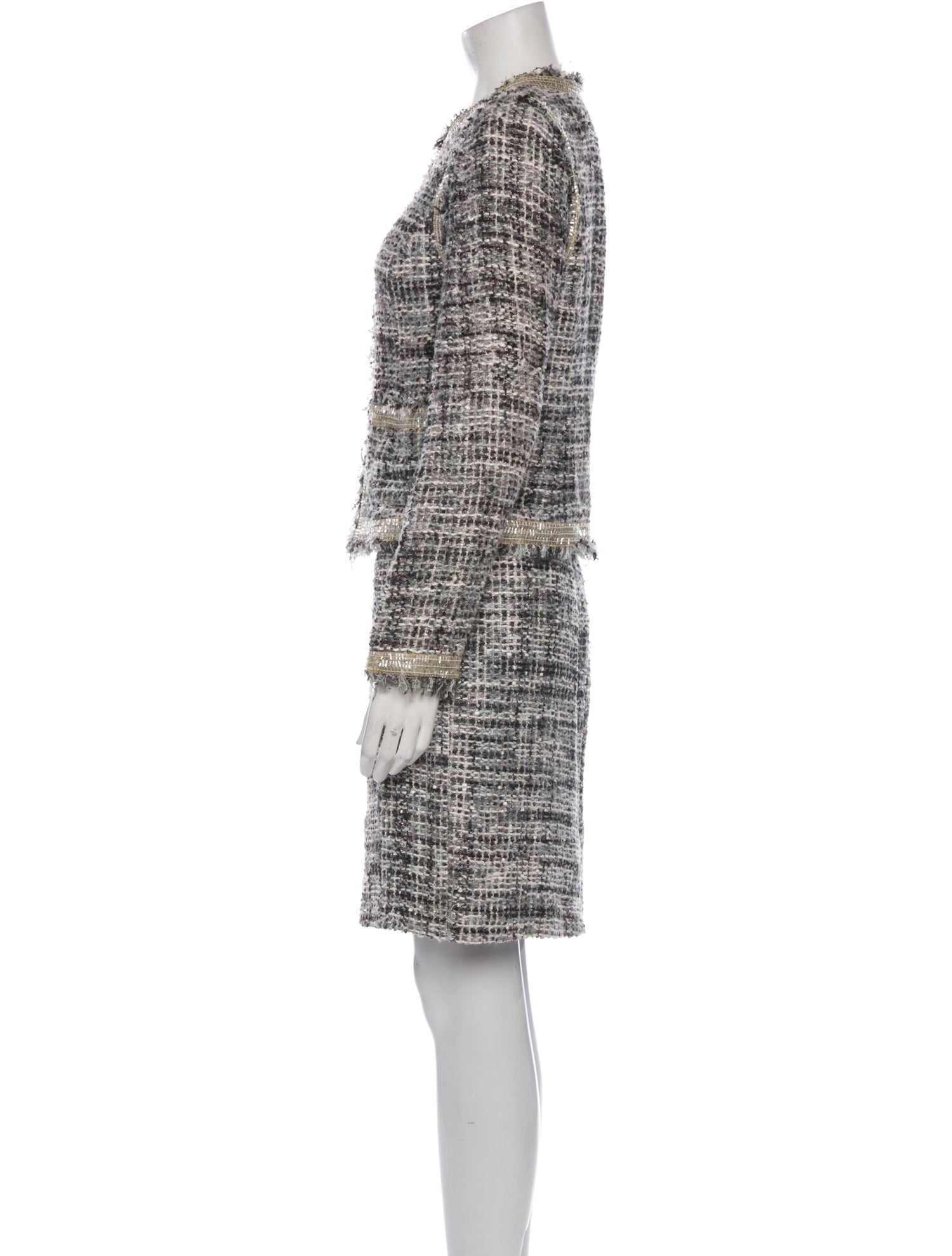 Tory Burch Tweed Pattern Glitter Accents Skirt Suit