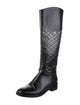 Tory Burch Quilted Pattern Leather Riding Boots