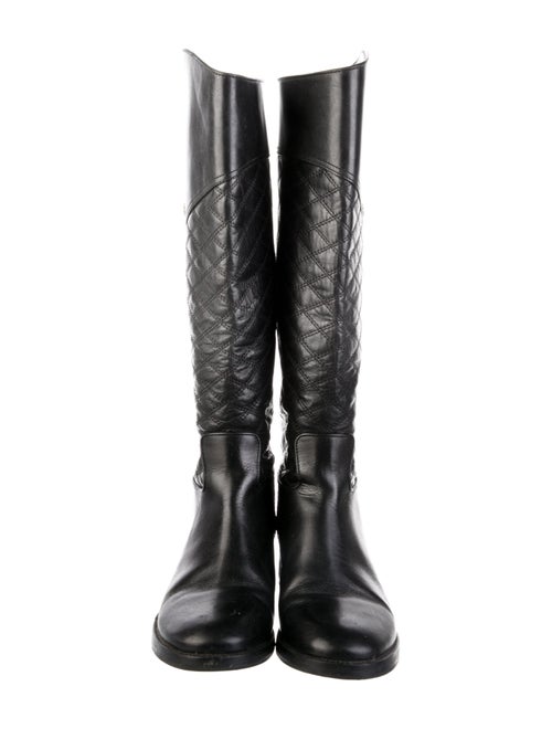 Tory Burch Quilted Pattern Leather Riding Boots