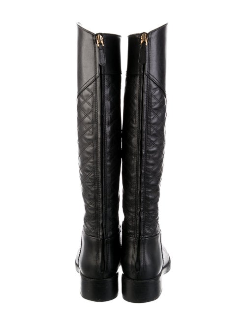 Tory Burch Quilted Pattern Leather Riding Boots