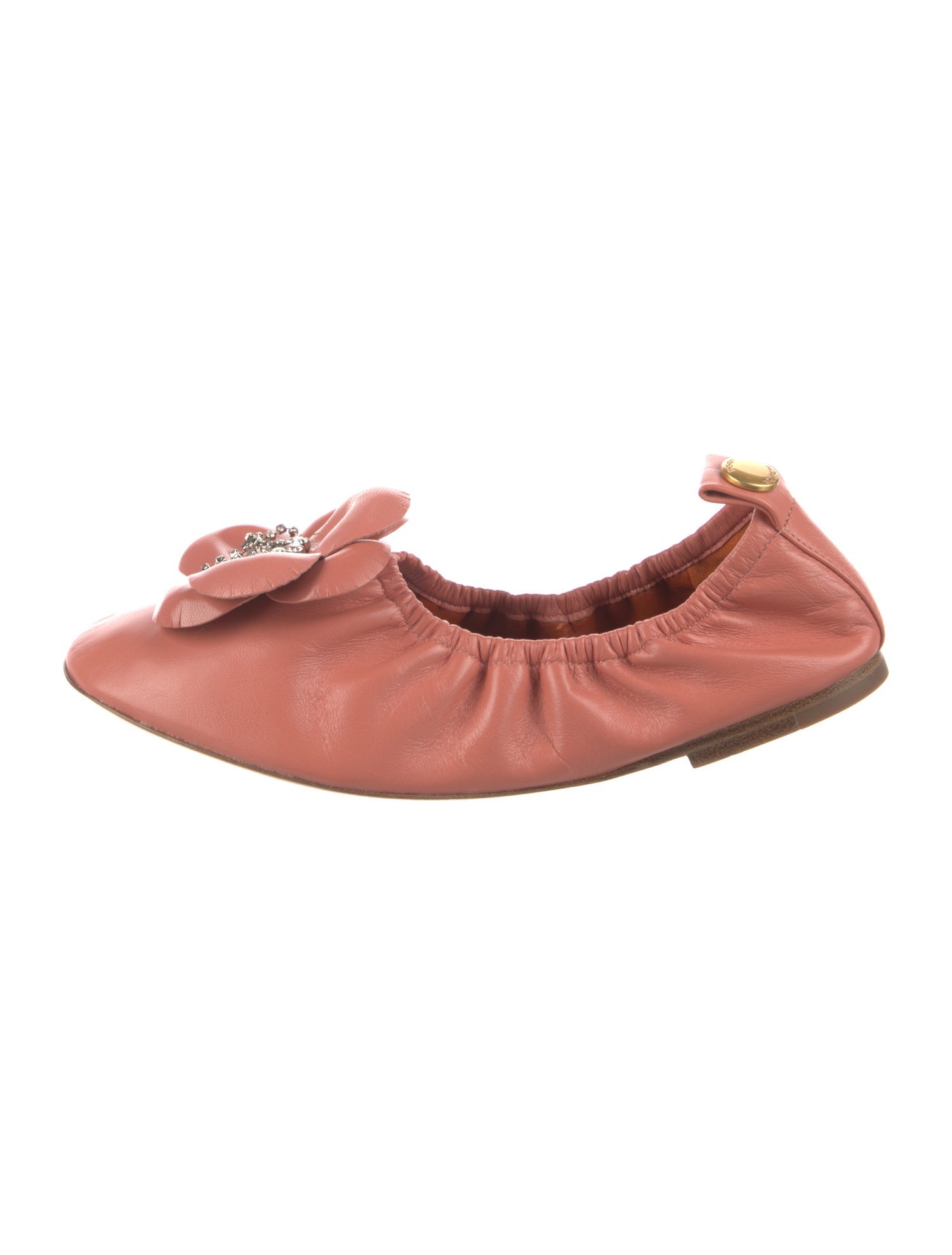 Tory Burch Leather Crystal Embellishments Ballet Flats