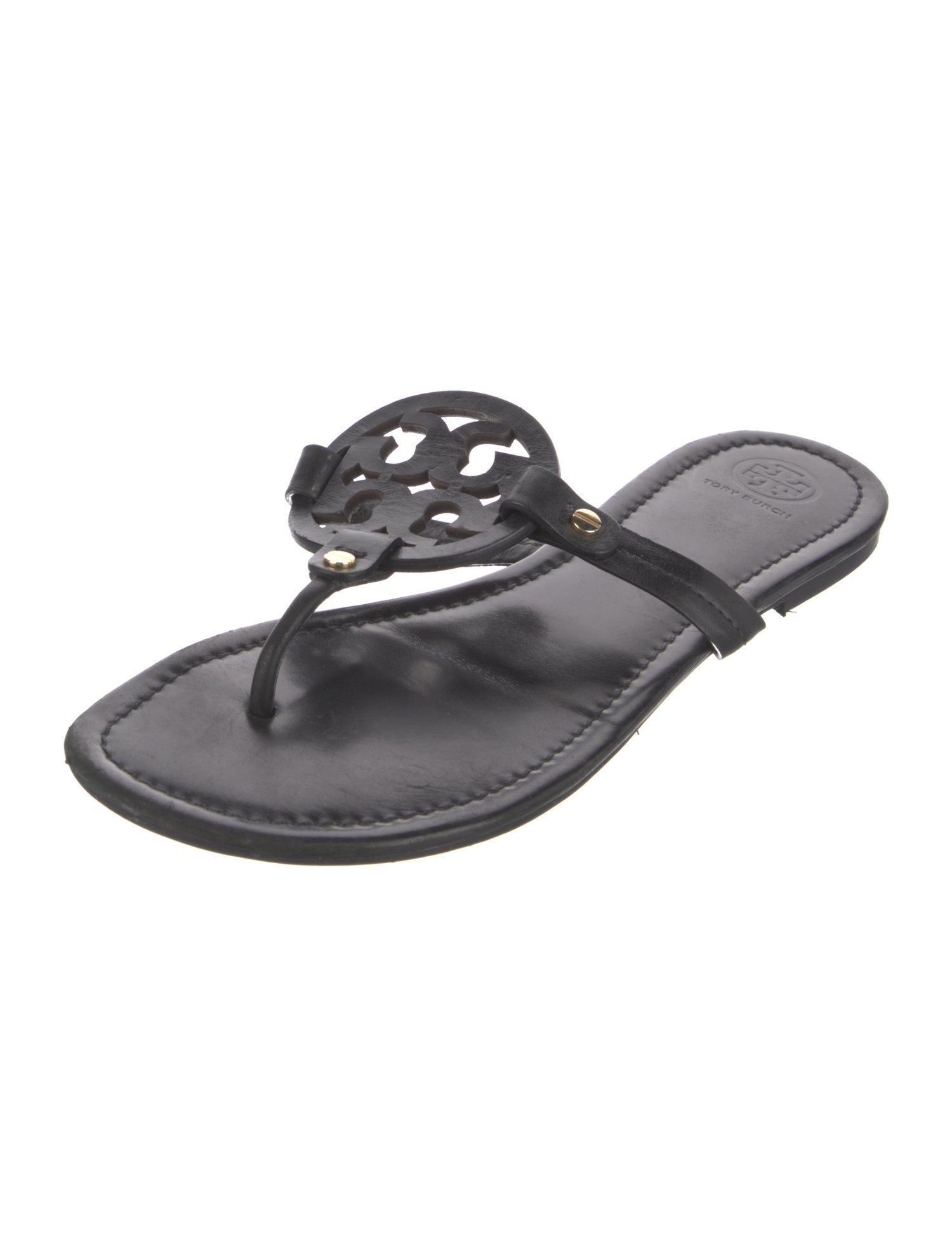 Tory Burch Leather Studded Accents Slides