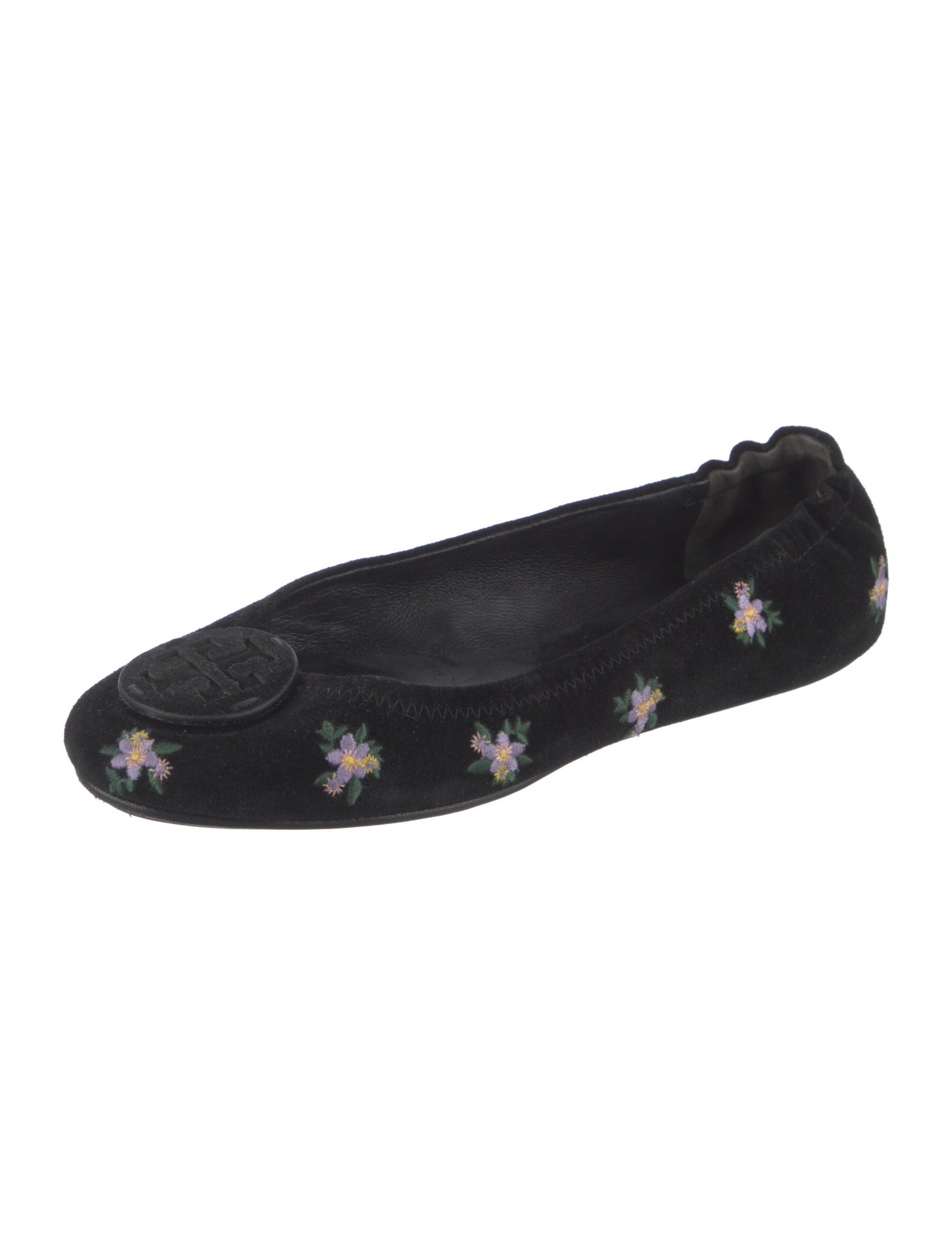 Tory Burch Suede Floral Print Ballet Flats