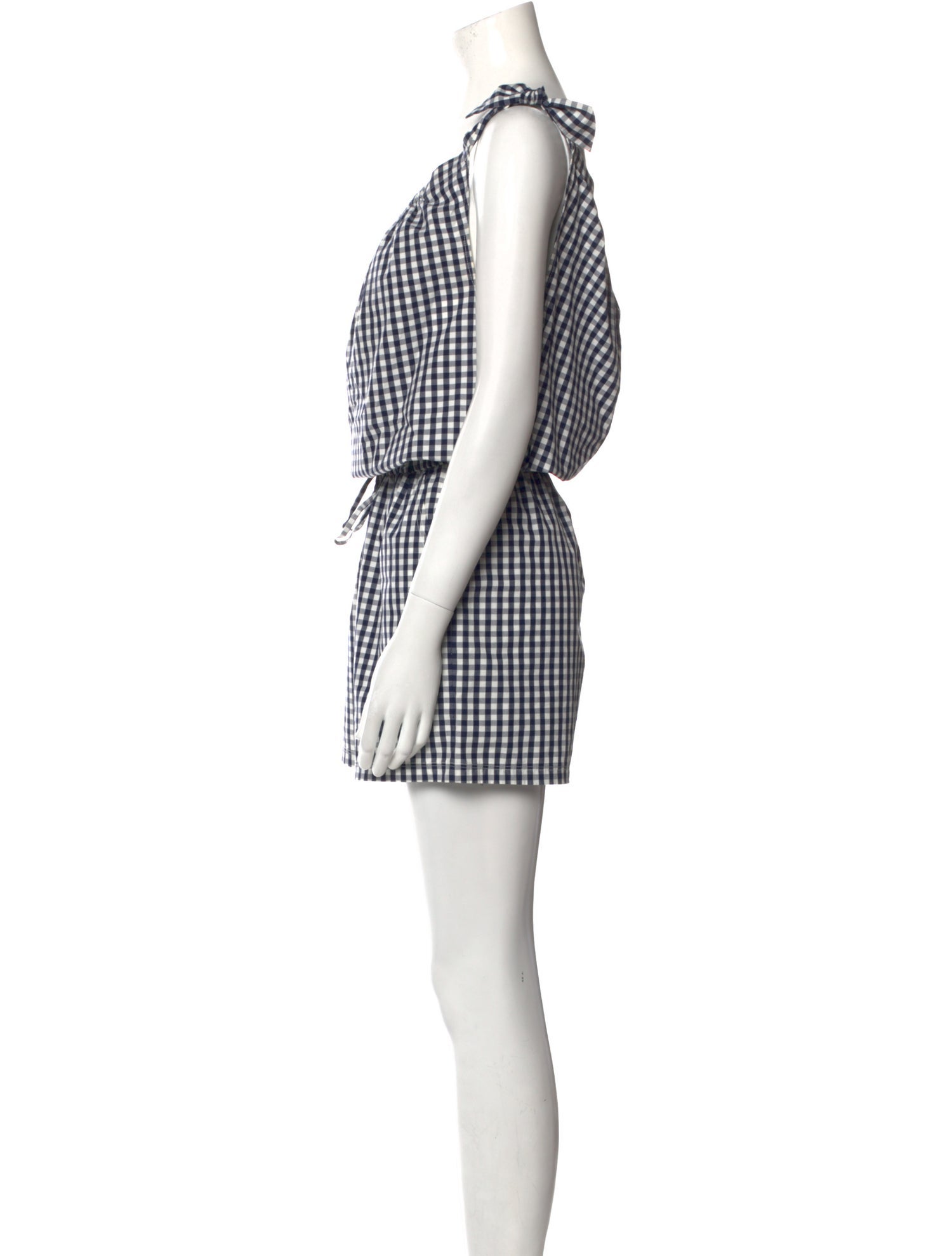 Tory Burch Plaid Print Scoop Neck Romper