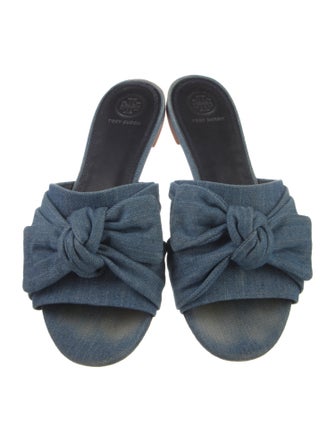 Tory Burch Denim Bow Accents Slides