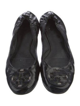 Tory Burch Patent Leather Embroidered Accent Ballet Flats