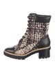 Tory Burch Tweed Tweed Pattern Combat Boots