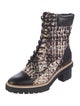 Tory Burch Tweed Tweed Pattern Combat Boots