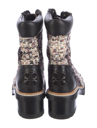Tory Burch Tweed Tweed Pattern Combat Boots