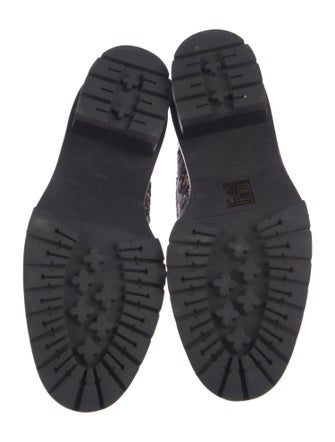 Tory Burch Tweed Tweed Pattern Combat Boots