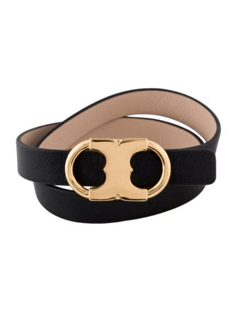Tory Burch Leather Gemini Link Reversible Double Wrap Bracelet