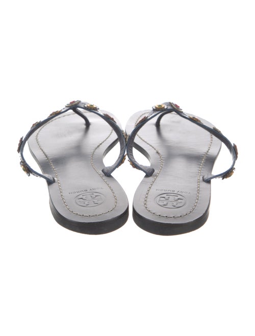 Tory Burch Signature Logo Leather Flip Flops