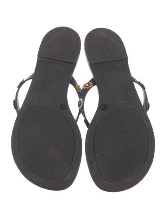 Tory Burch Signature Logo Leather Flip Flops