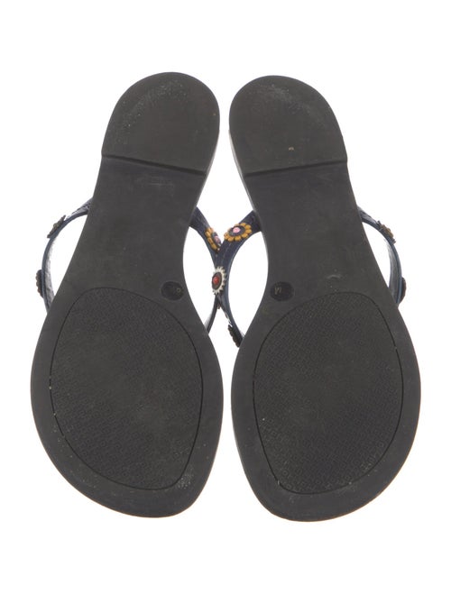 Tory Burch Signature Logo Leather Flip Flops