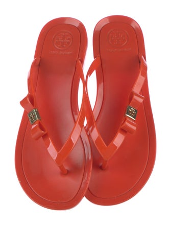 Tory Burch Rubber Bow Accents Flip Flops