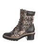 Tory Burch Tweed Tweed Pattern Combat Boots