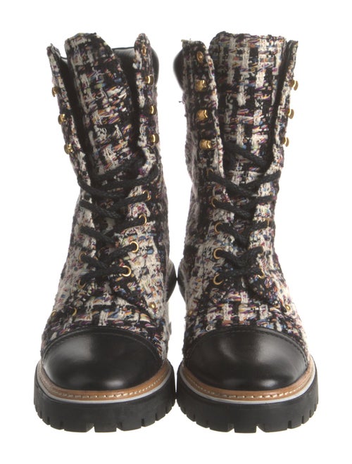 Tory Burch Tweed Tweed Pattern Combat Boots