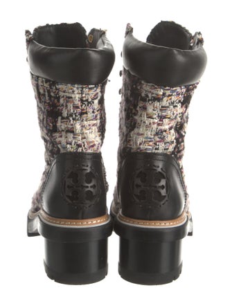 Tory Burch Tweed Tweed Pattern Combat Boots