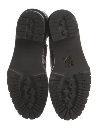 Tory Burch Tweed Tweed Pattern Combat Boots