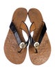 Tory Burch Signature Logo Patent Leather Flip Flops