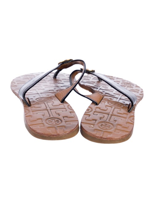 Tory Burch Signature Logo Patent Leather Flip Flops