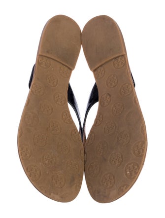 Tory Burch Signature Logo Patent Leather Flip Flops