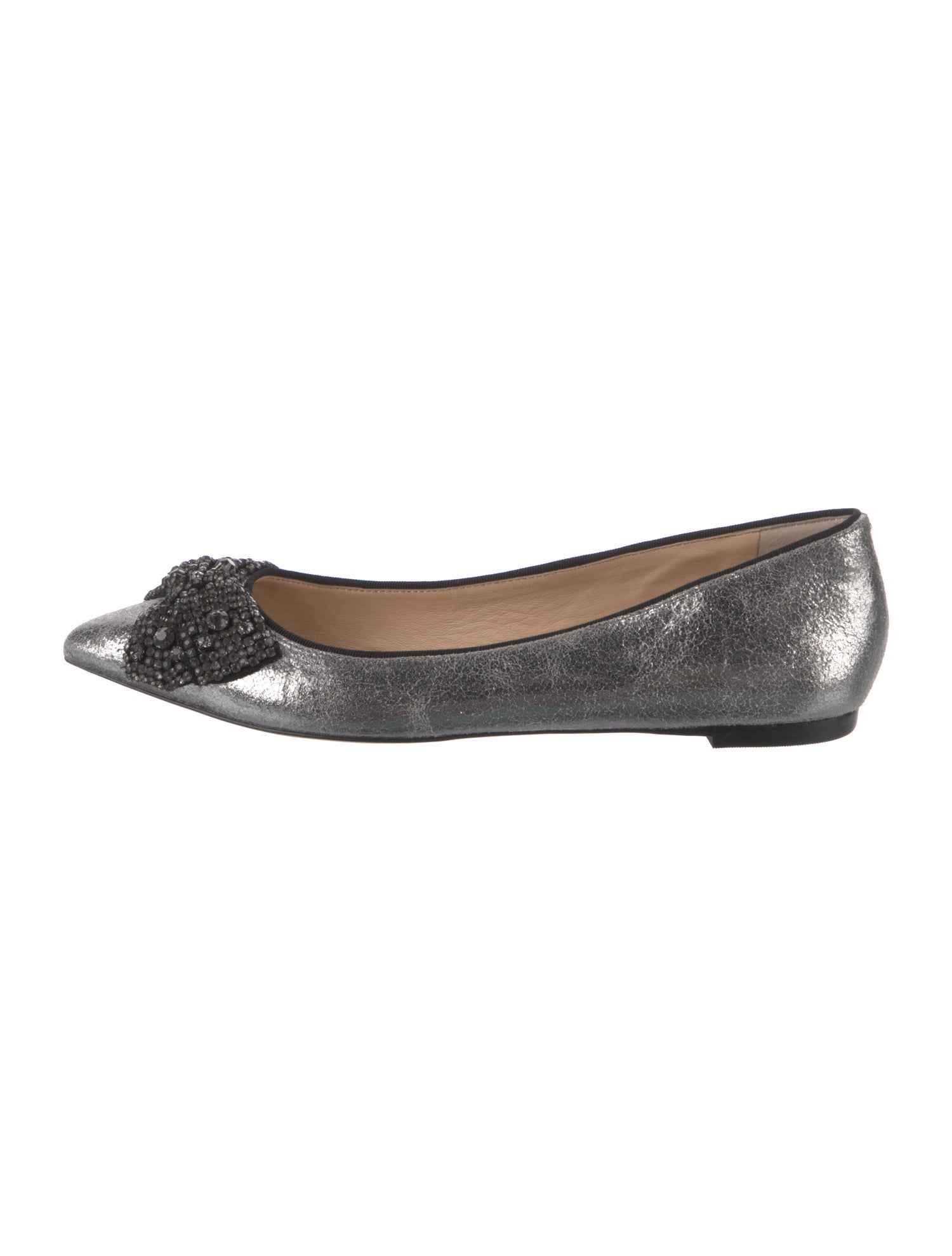 Tory Burch Leather Crystal Embellishments Ballet Flats