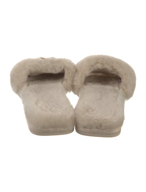 Tory Burch Shearling Crystal Embellishments Slides