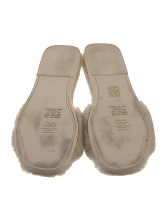 Tory Burch Shearling Crystal Embellishments Slides