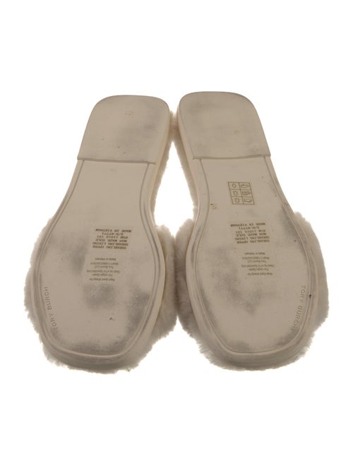 Tory Burch Shearling Crystal Embellishments Slides