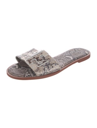 Tory Burch Leather Animal Print Slides