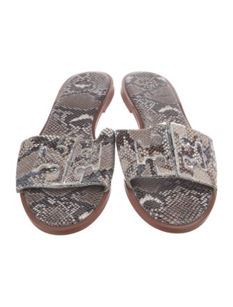 Tory Burch Leather Animal Print Slides