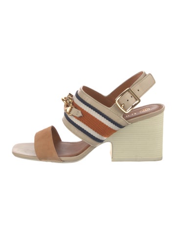 Tory Burch Sandals Leather Striped Slingback US 8.5 |