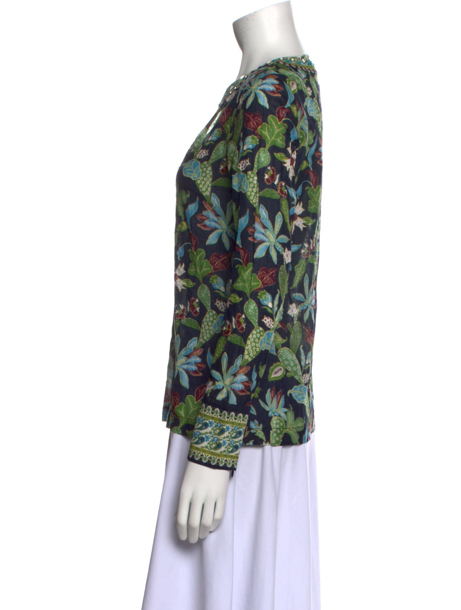 Tory Burch Floral Print V-Neck Blouse