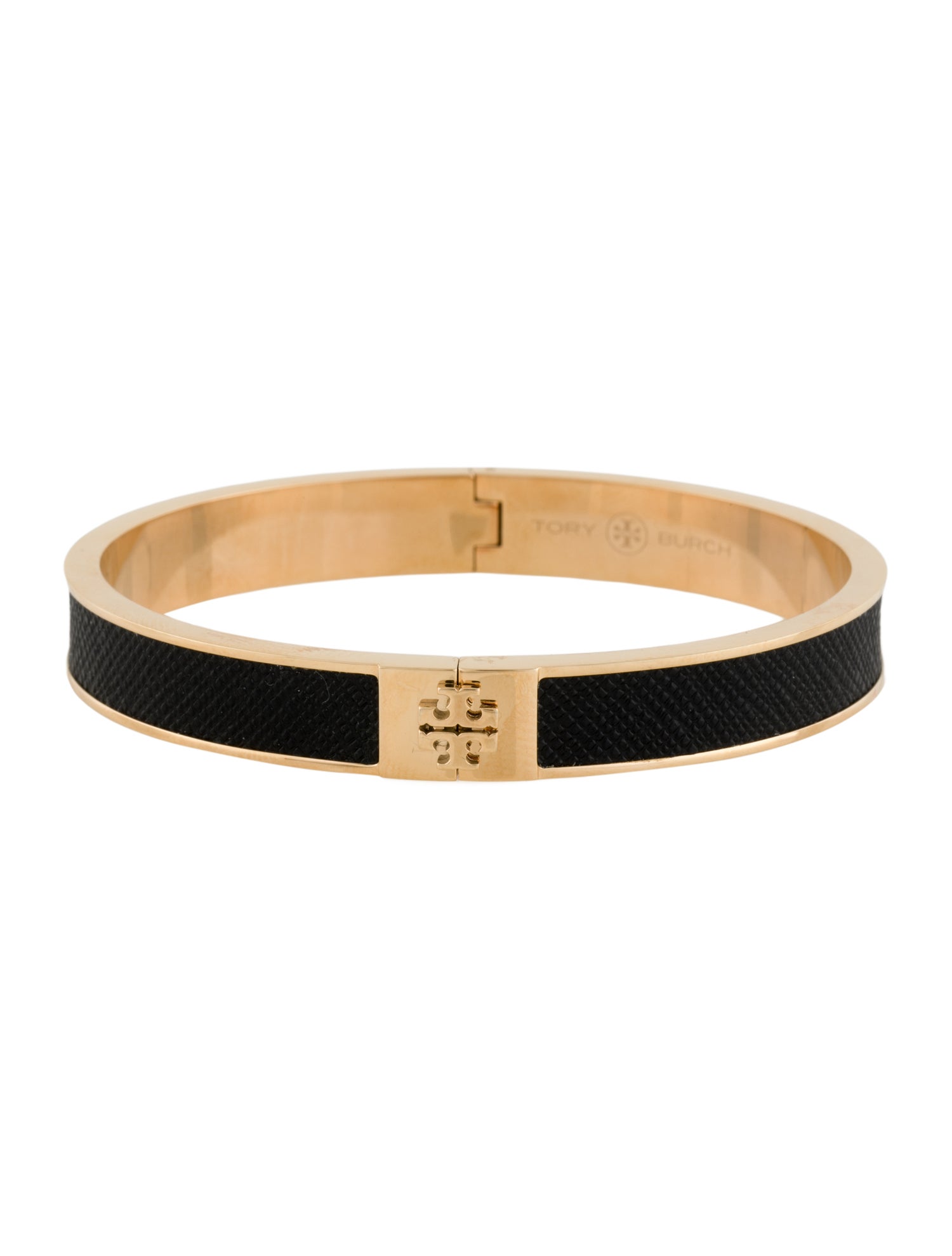 Tory Burch Leather Hinged Bangle Bracelet