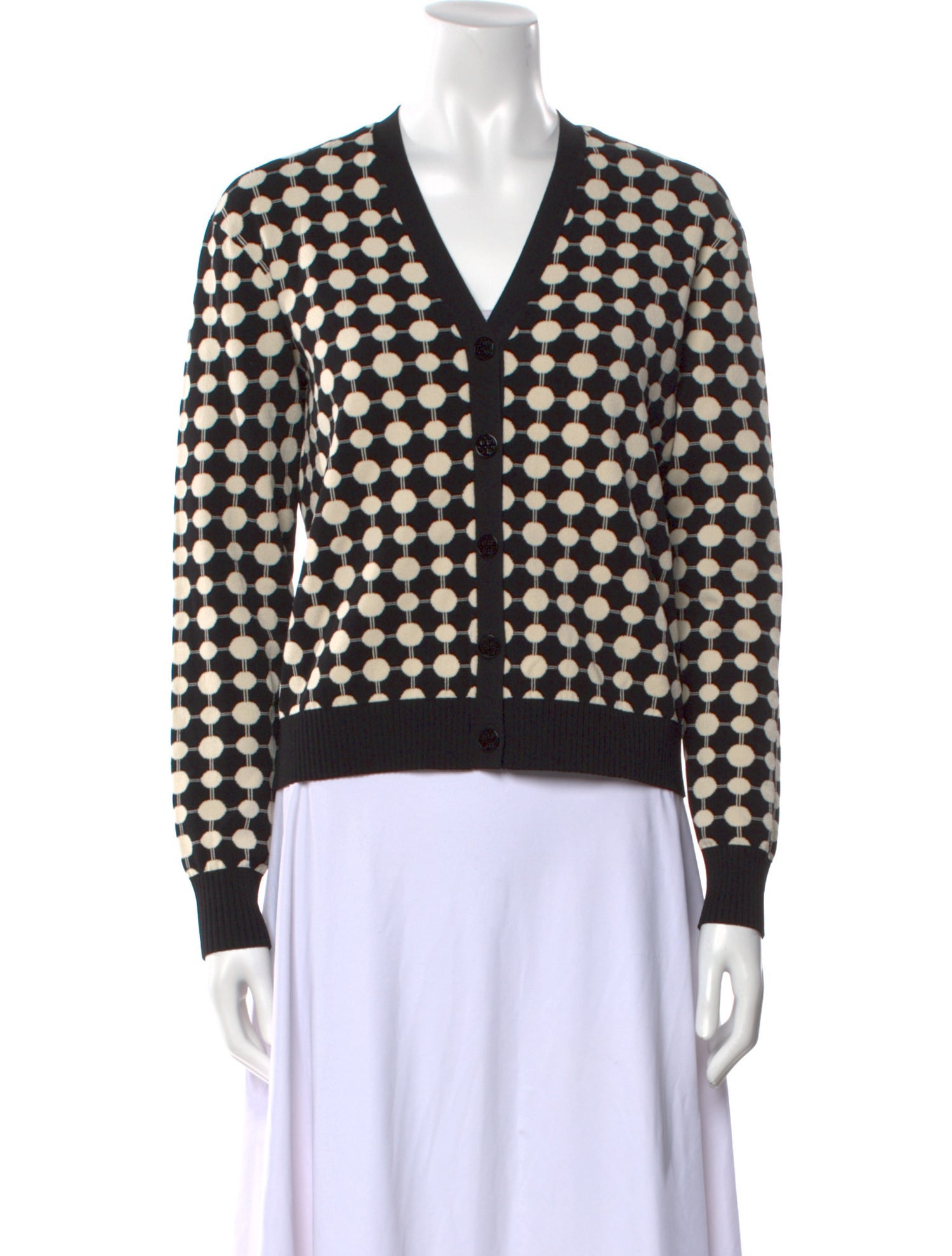 Tory Burch Printed V-Neck Sweater w/ Tags